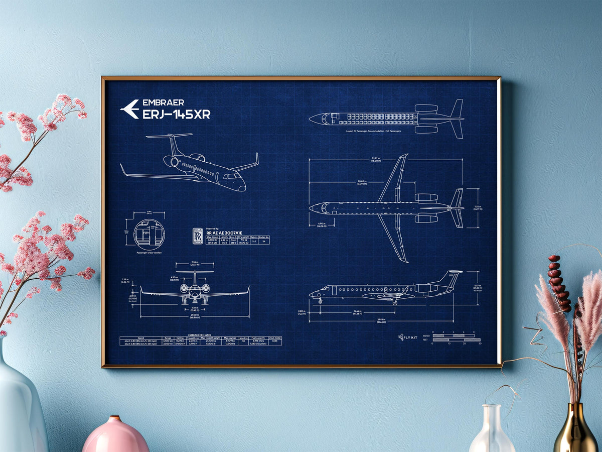 Embraer ERJ-145XR Landscape Blueprint Poster