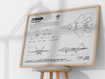 Lockheed Martin F/A-22 Raptor Landscape Blueprint Poster