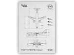 FlyKit Airbus A300-600 Portrait Blueprint Poster showing detailed aircraft dimensions and design blueprints