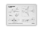 Airbus A300-600F Landscape Blueprint Poster by FlyKit showing detailed aircraft technical drawings