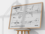 FlyKit Airbus A300-600F Landscape Blueprint Poster showing detailed technical aircraft drawings