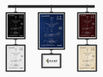 Airbus A321neo Portrait Blueprint Poster by FlyKit in multiple colors including black, blue, red, white, and beige