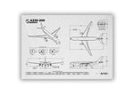FlyKit Airbus A330-200 Landscape Blueprint Poster showing detailed technical aircraft schematic views