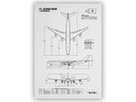 Airbus A340-500 Portrait Blueprint Poster by FlyKit showing detailed aircraft technical drawings and measurements