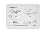 FlyKit Boeing B737-400 Landscape Blueprint Poster showing detailed aircraft technical drawings