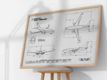 Boeing B737-700 Landscape Blueprint Poster by FlyKit showing detailed aircraft design and measurements