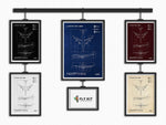 FlyKit Boeing B747-400 Portrait Blueprint Poster collection in multiple colors with detailed aircraft schematic designs