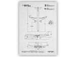 Boeing B757-300 Portrait Blueprint Poster by FlyKit showing detailed aircraft technical drawings