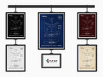 FlyKit Boeing B767-200 Portrait Blueprint Poster in various colors showing detailed aircraft design print material