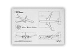 FlyKit Boeing B767-300 Landscape Blueprint Poster showing detailed technical airplane diagrams and measurements