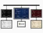 Boeing B737-500 Landscape Blueprint Poster by FlyKit displayed in multiple color variations as print material