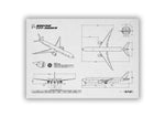 Boeing B777-300ER Landscape Blueprint Poster showing detailed technical aircraft drawings