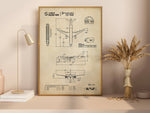 Airbus A220-100 Portrait Blueprint Poster by FlyKit showing detailed aircraft technical drawings