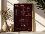 Airbus A220-100 Portrait Blueprint Poster by FlyKit with detailed aircraft technical drawings in a wooden frame