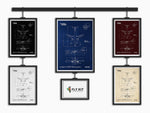Airbus A300-600F Portrait Blueprint Poster collection by FlyKit featuring detailed aircraft design in multiple colors
