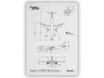 Airbus A300-600F Portrait Blueprint Poster with detailed technical aircraft drawings by FlyKit
