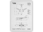 Airbus A310-300 Portrait Blueprint Poster showing detailed aircraft dimensions and views by FlyKit