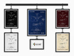 Airbus A318 Portrait Blueprint Poster by FlyKit showing technical aircraft designs in multiple color variations