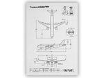 Airbus A320neo Portrait Blueprint Poster by FlyKit showing detailed aircraft technical drawings