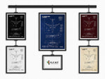 Airbus A330-200 Portrait Blueprint Poster by FlyKit showing detailed aircraft design in multiple color variants