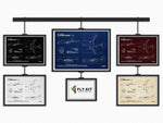 Airbus A350-1000F Landscape Blueprint Poster collection by FlyKit showing detailed aircraft design in multiple colors