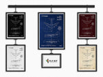 Airbus A380-800 Portrait Blueprint Poster by FlyKit in multiple colors showing detailed airplane schematics