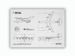 Boeing B707-320 Landscape Blueprint Poster showing detailed aircraft technical drawings and measurements