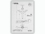 FlyKit Boeing B727-200 Portrait Blueprint Poster showing detailed technical aircraft diagrams and dimensions
