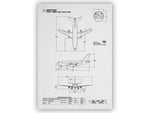 Boeing B737-100 Portrait Blueprint Poster by FlyKit showing technical aircraft design and dimensions