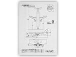 Boeing B737-400 Portrait Blueprint Poster by FlyKit showing detailed aircraft technical drawings and measurements