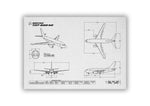 Boeing B737-600 Landscape Blueprint Poster by FlyKit showing technical aircraft design and measurements