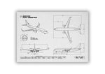 Boeing B737-800 Landscape Blueprint Poster with detailed technical aircraft drawings by FlyKit