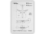Boeing B757-200 Portrait Blueprint Poster showing detailed technical aircraft design by FlyKit