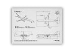 Boeing B757-300 Landscape Blueprint Poster showing detailed technical aircraft design and measurements