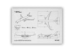 FlyKit Boeing B767-300F Landscape Blueprint Poster showing detailed aircraft technical drawings