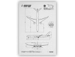 Boeing B777-9 Portrait Blueprint Poster by FlyKit showing technical aircraft design with top side, side, and front views