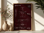 FlyKit Embraer E195 Portrait Blueprint Poster with detailed aircraft technical drawings in a wooden frame