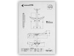 Embraer E195 Portrait Blueprint Poster by FlyKit showing detailed aircraft design and measurements