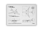 Boeing B777-200LR Landscape Blueprint Poster showing detailed aircraft technical drawings
