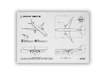FlyKit Boeing B787-9 Landscape Blueprint Poster showing detailed aircraft technical drawings