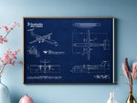 Bombardier DHC-8 Q400 Landscape Blueprint Poster by FlyKit showing detailed aircraft technical drawings