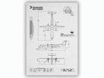 Bombardier DHC-8 Q400 Portrait Blueprint Poster showing detailed technical aircraft schematics