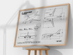 Airbus A310F Landscape Blueprint Poster by FlyKit showing detailed aircraft technical drawings
