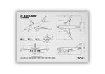Airbus A310F Landscape Blueprint Poster by FlyKit showing detailed technical airplane diagrams