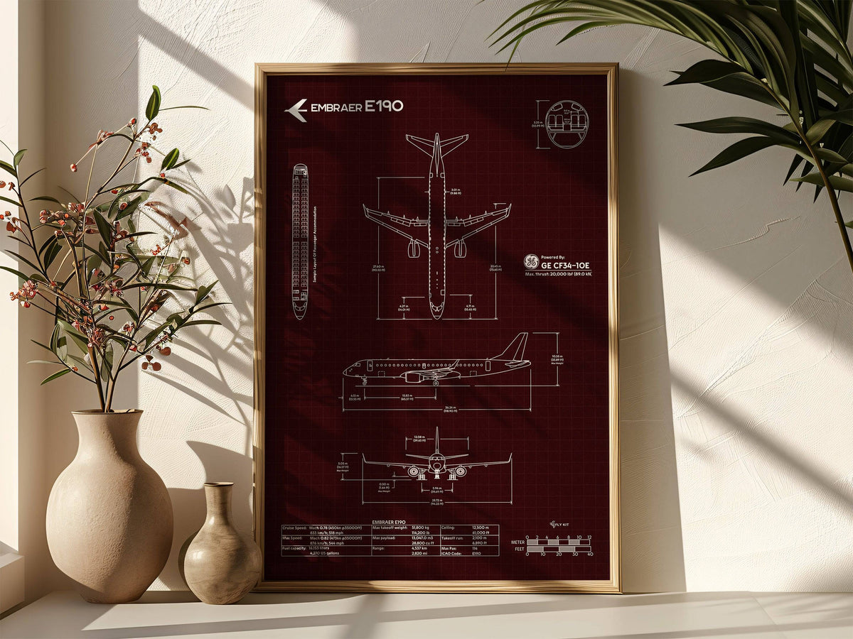 Embraer E190 (ERJ-190) Vertical Blueprint - FlyKit