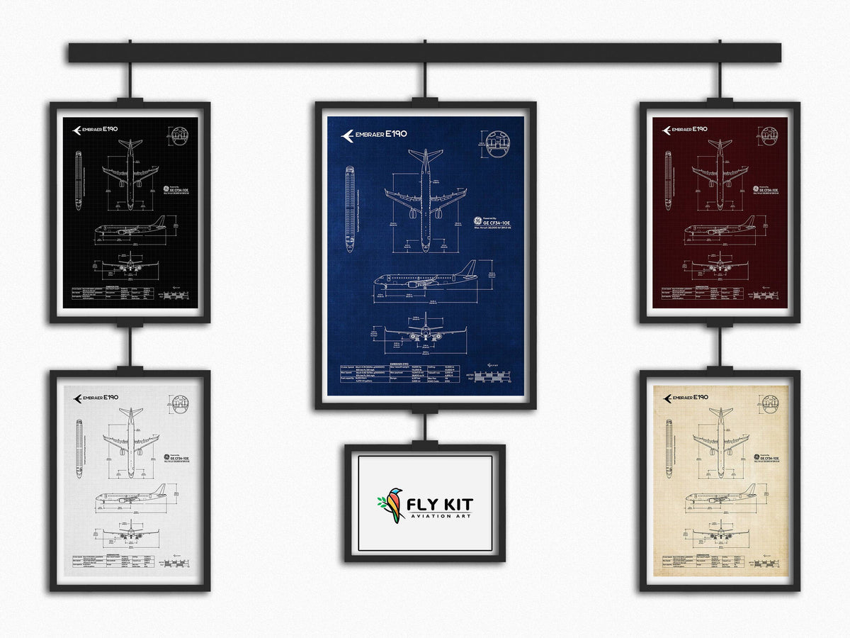Embraer E190 (ERJ-190) Vertical Blueprint - FlyKit