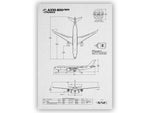 Airbus A330-800 Portrait Blueprint Poster by FlyKit showing detailed aircraft technical drawings and dimensions