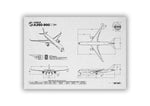 Airbus A350-900 Landscape Blueprint Poster showing detailed technical aircraft drawings by FlyKit