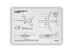 Airbus A330-800 Landscape Blueprint Poster by FlyKit showing detailed aircraft technical drawings and measurements