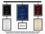FlyKit Boeing B737-900 Portrait Blueprint Poster showing technical aircraft drawings in multiple color options